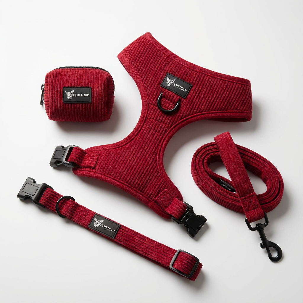 Dog Set — Bloody Mary (Collar, Leash, Harness & Poop Bag Holder)
