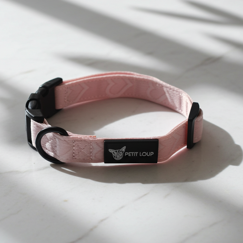 Dog Collar — Amour (Pink with Hearts)