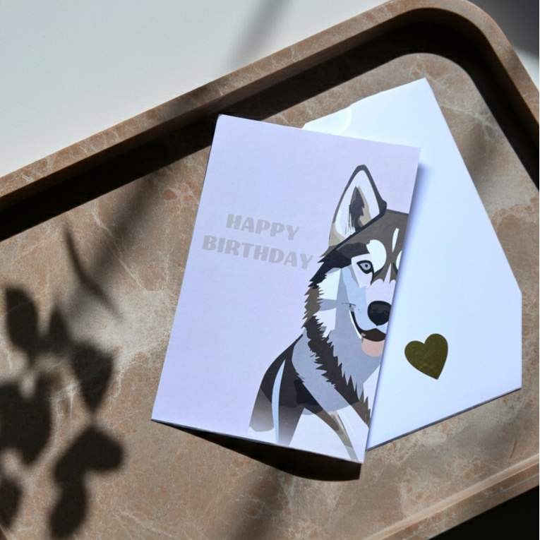 Happy Birthday Dog Greeting Card — Husky