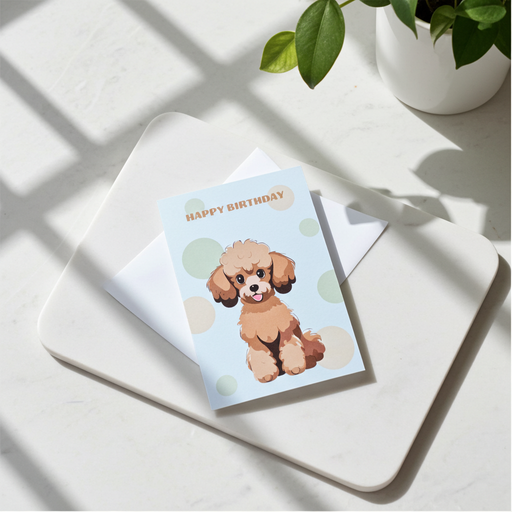 Happy Birthday Dog Greeting Card — Poodle