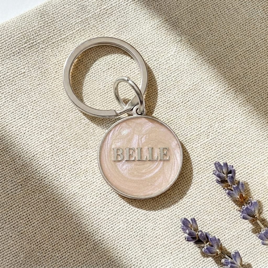 Round Dog ID Tag — Rose
