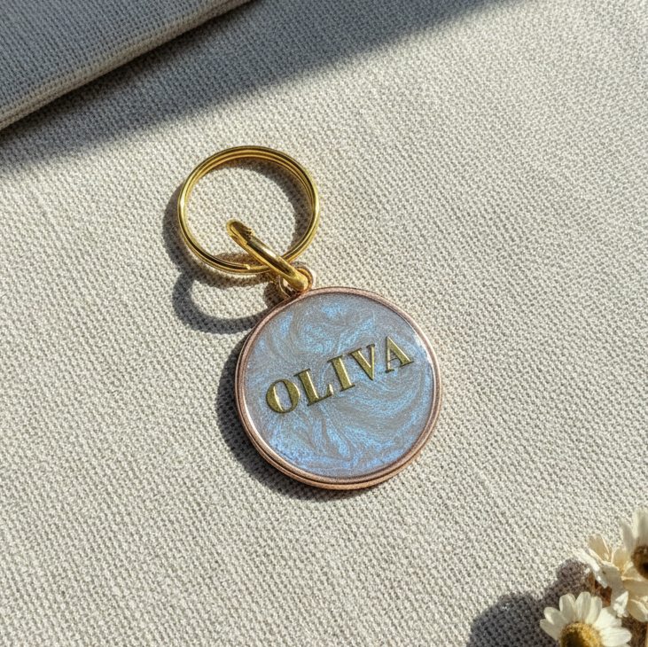 Round Dog ID Tag — Moonstone