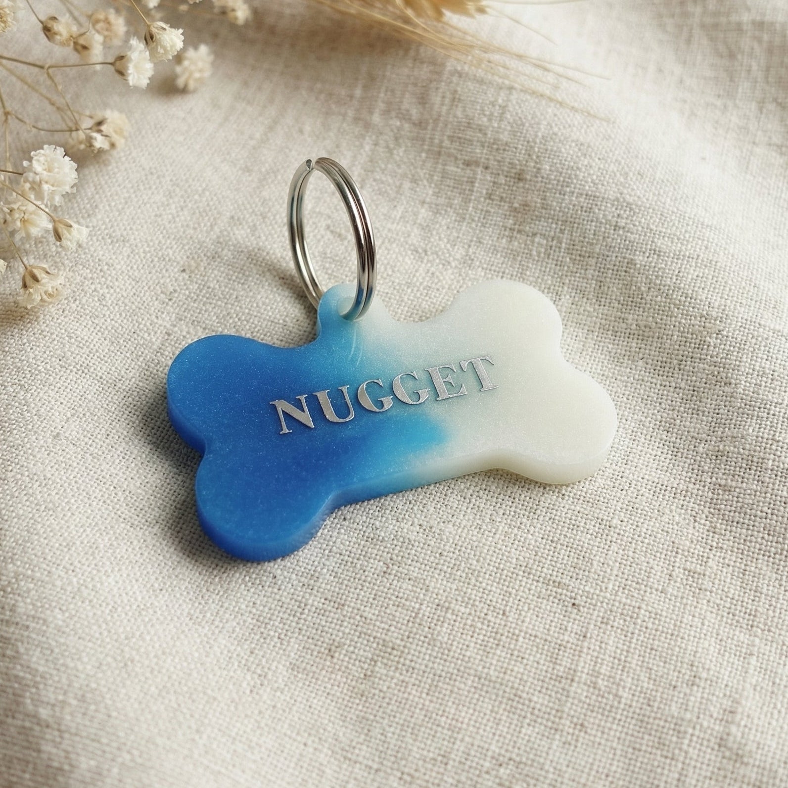 Dog ID Tag — Blue & White