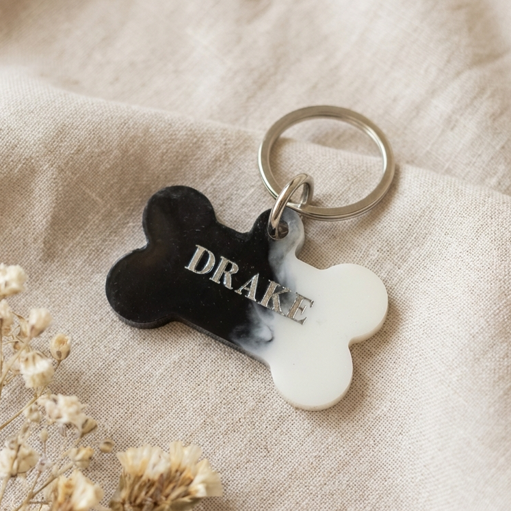 Dog ID Tag — Yin Yang (Black & White)