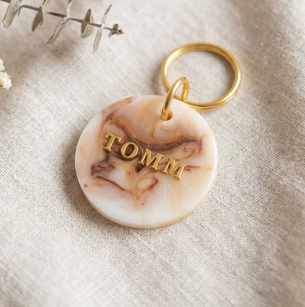 Round Dog ID Tag — Abstract (Unique, One of a Kind)