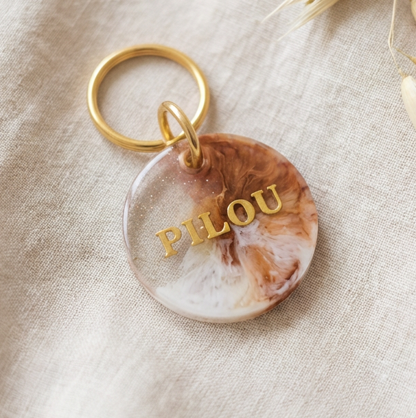 Round Dog ID Tag — Abstract (Unique, One of a Kind)