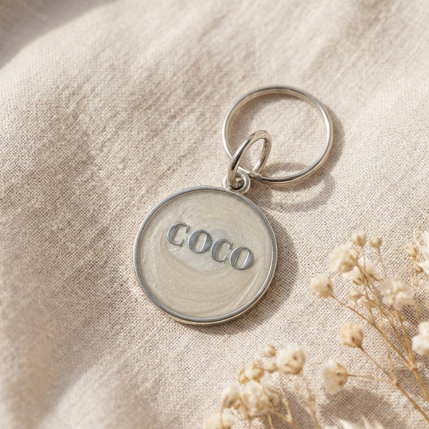 Round Dog ID Tag — Snowy Paws