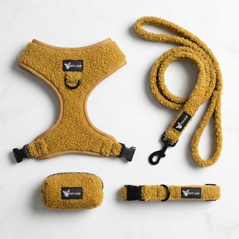 Dog Set — Teddy Bear (Collar, Leash, Harness & Poop Bag Holder)
