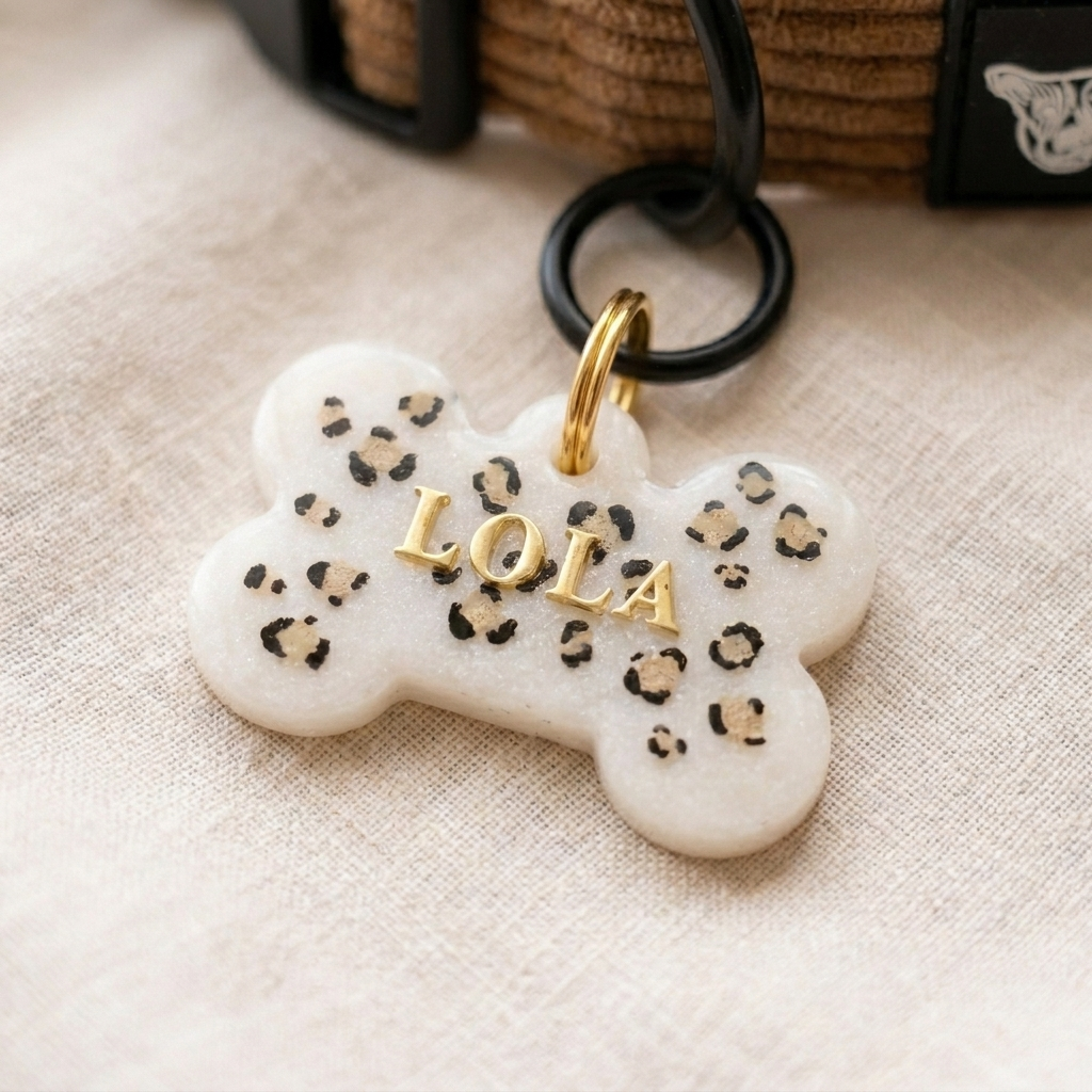 Dog ID Tag — Leopard Print