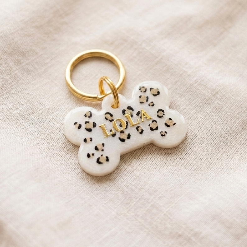 Dog ID Tag — Leopard Print