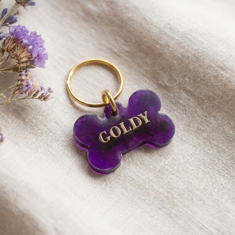 Dog ID Tag — Violet Gem (Deep Purple)